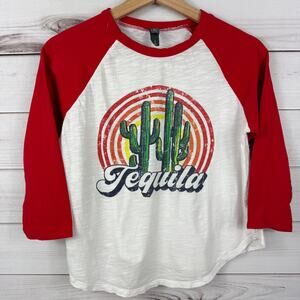 ALYA Women's Tequila Cactus Graphic Baseball Tee Cropped Size‎ Small